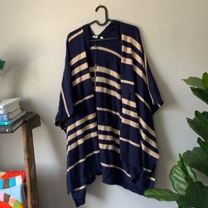 Gap blue and tan striped sweater shrug